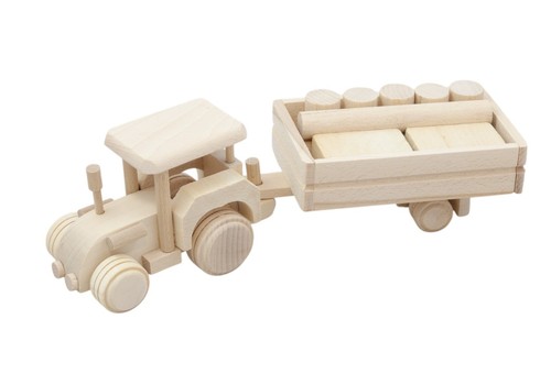 Trattore legno con - trattore, in
